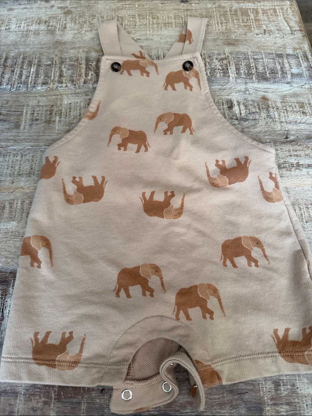 Carter's Tan Overalls with Brown Elephant Print